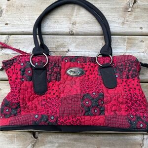 Donna Sharp Red & Black Print Quilted Shoulder Purse